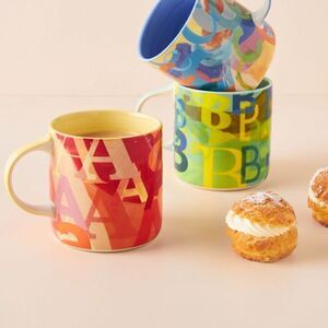 ‎Anthropologie Lottie letter “A” Monogram Mug